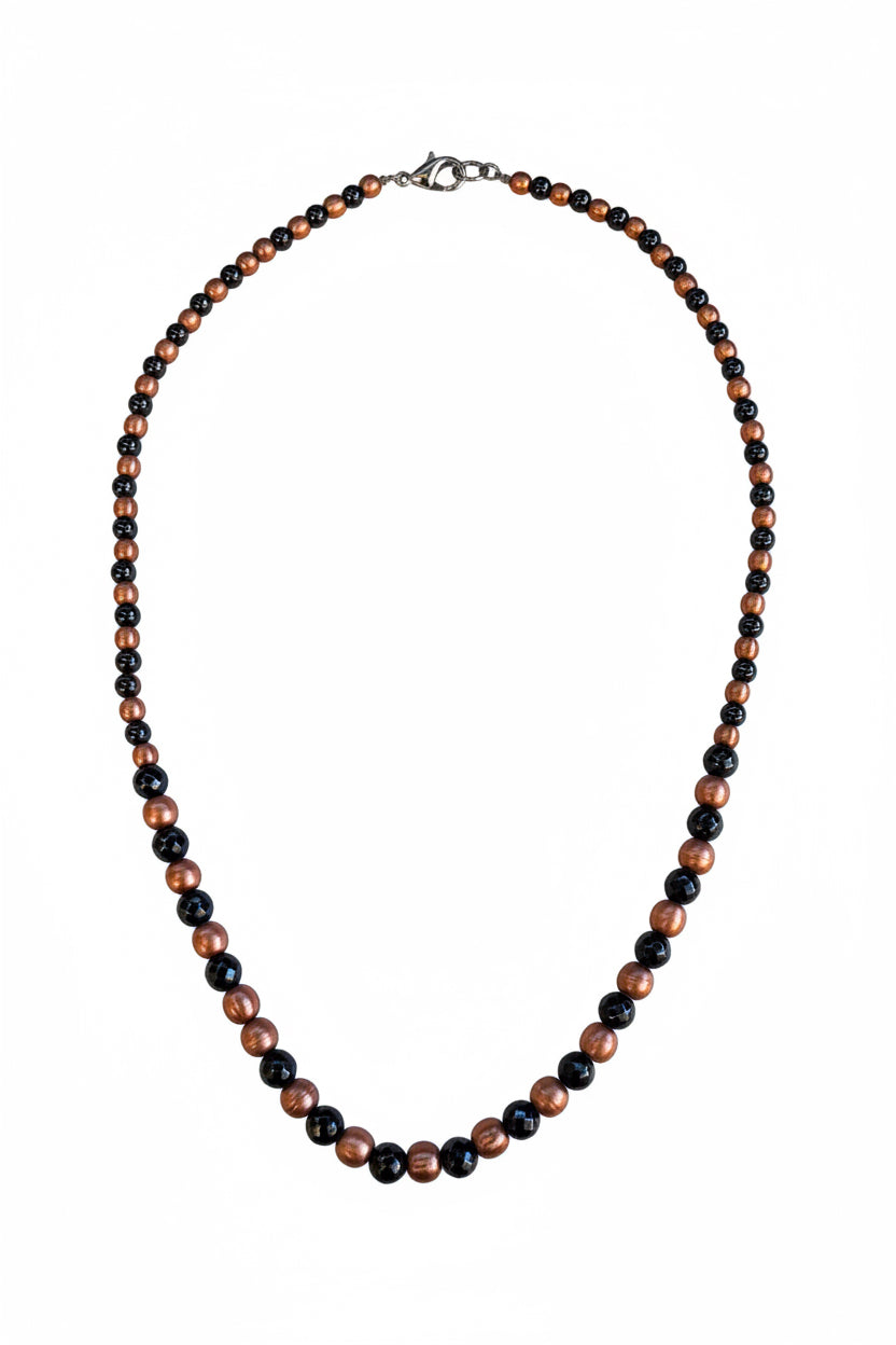 Magnetic Hematite & Solid Copper Bead Necklace