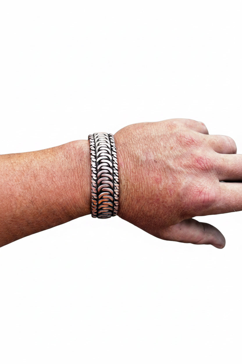 Premium Handmade Copper Braided Bracelet - Big Viking hammer cuff.
