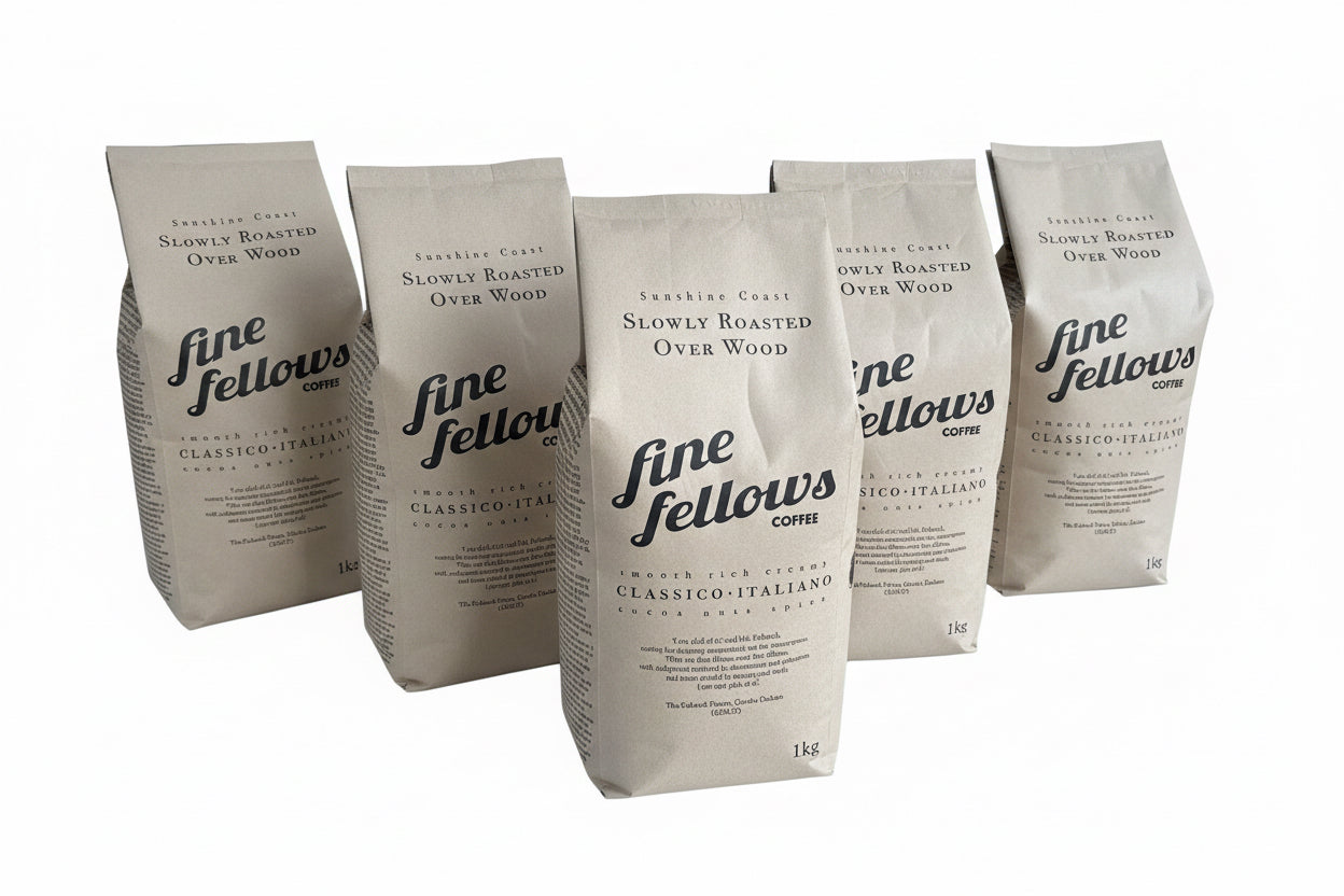 Fine Fellow’s Coffee is locally roasted on the Sunshine Coast.