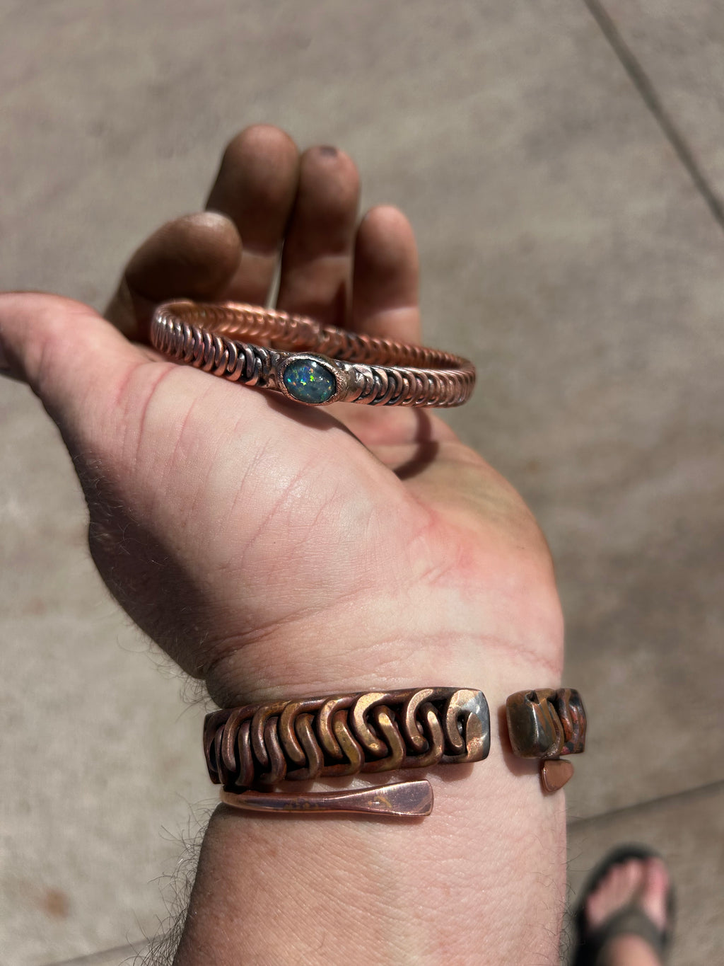 Copper twisted opal Aussie Handmade Bracelet.