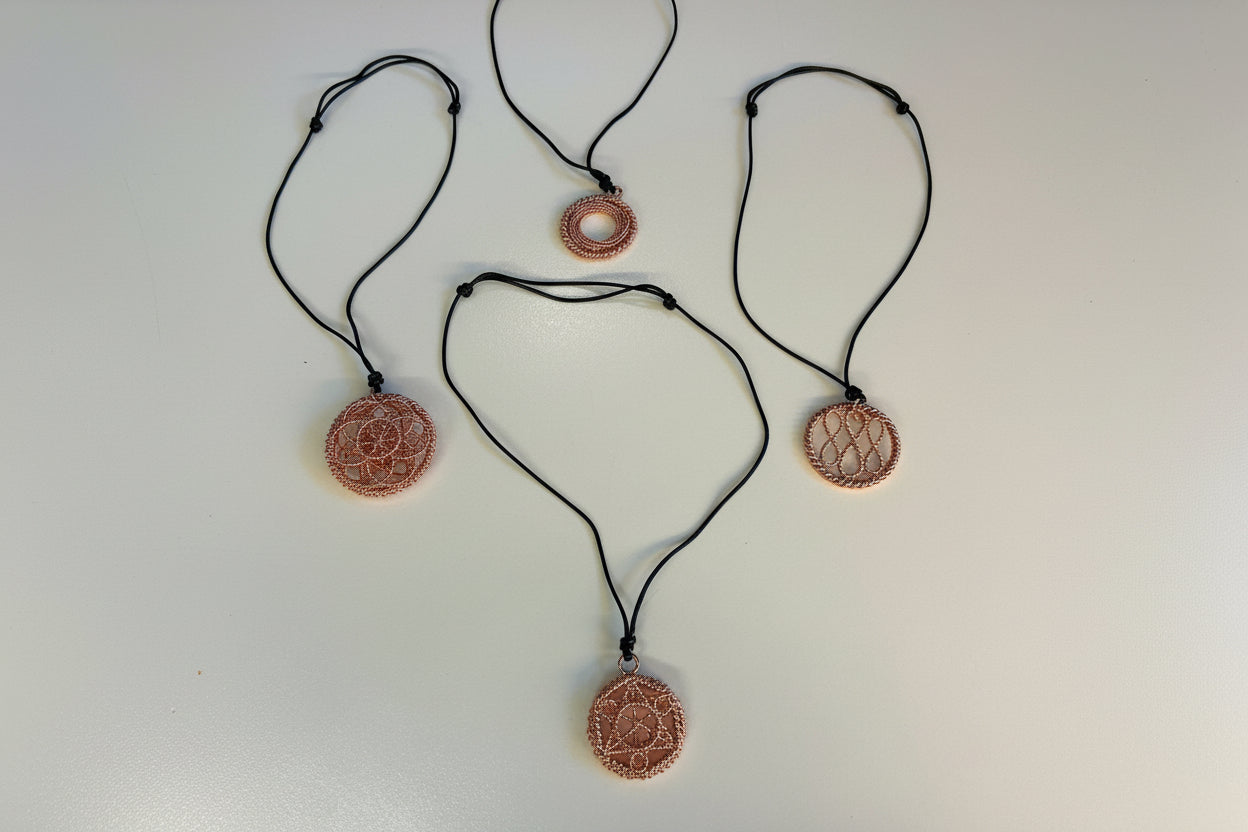 Copper Tensor Geometry Pendants