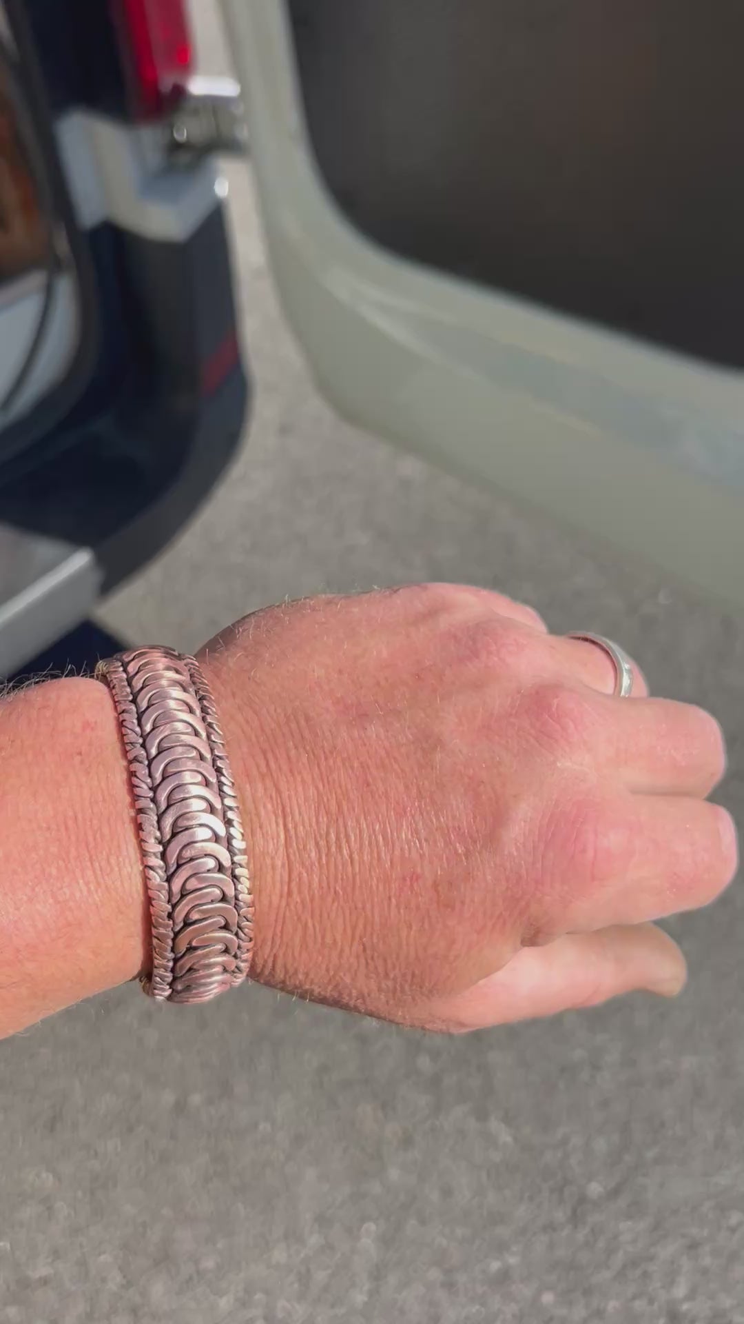 Premium Handmade Copper Braided Bracelet - Big Viking hammer cuff.